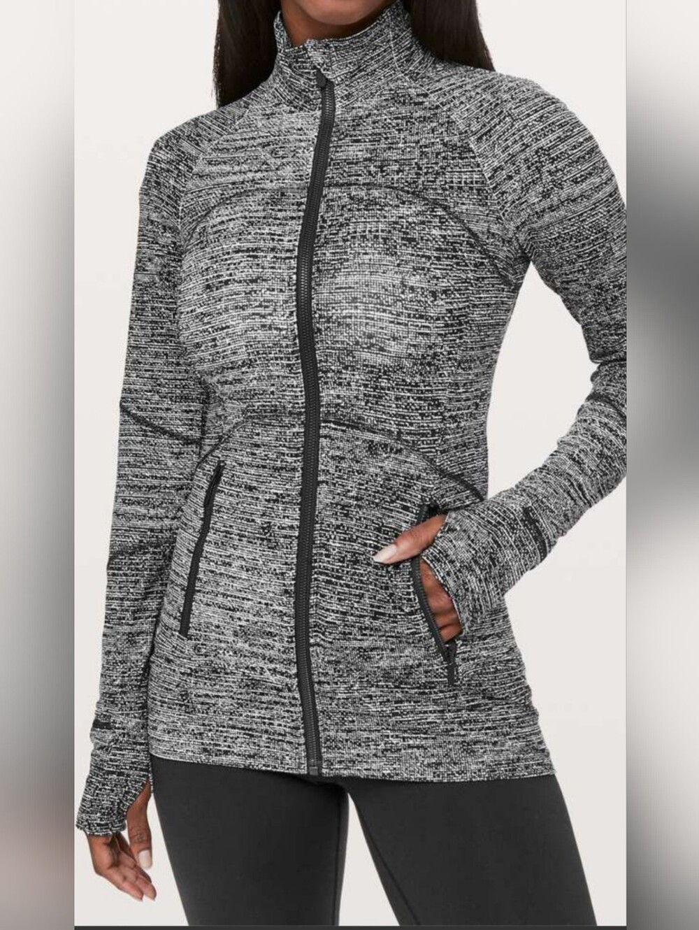 lululemon athletica Black & White Marled Full-Zip Jacket